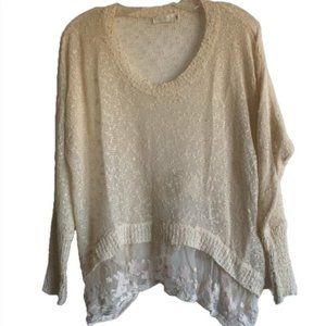 Millau LF Nude Sweater With Lace Trim Detail
